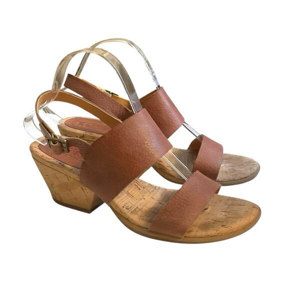 Kork Ease Sandals Minihan Tan Pebble Leather Womens Size 8M Cork Wedge Comfy - Picture 1 of 14